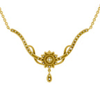 Lab Grown Diamond Necklace 1.06 Carat IGI Certified Round Shape 925 Sterling Silver Yellow Gold Plated Lotus Necklace