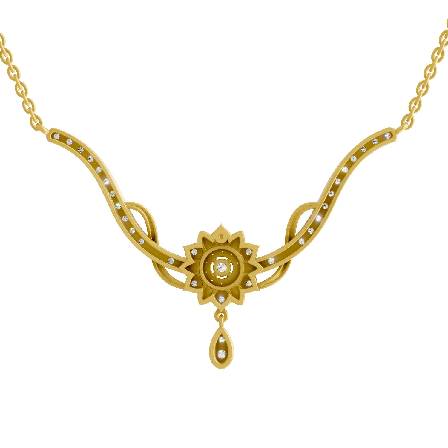 Lab Grown Diamond Necklace 1.06 Carat IGI Certified Round Shape 925 Sterling Silver Yellow Gold Plated Lotus Necklace