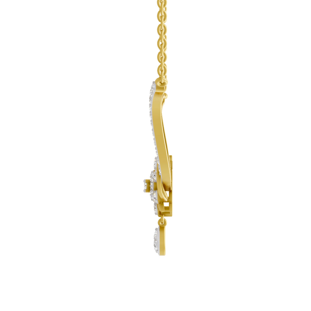 Lab Grown Diamond Necklace 1.06 Carat IGI Certified Round Shape 925 Sterling Silver Yellow Gold Plated Lotus Necklace