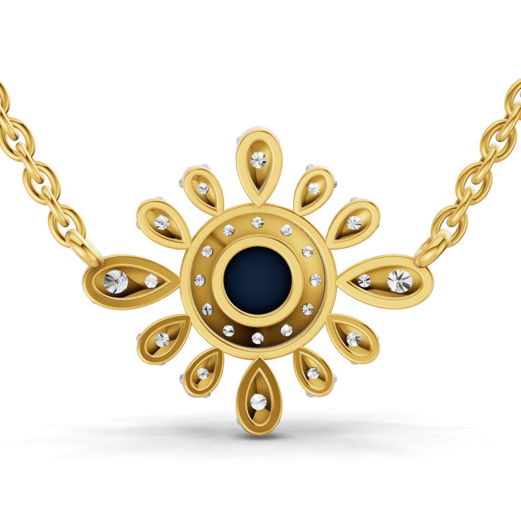 Lab Grown Diamond Necklace 0.52 Carat IGI Certified Round Shape 925 Sterling Silver Yellow Gold Plated Evil Eye Necklace