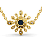 Lab Grown Diamond Necklace 0.52 Carat IGI Certified Round Shape 925 Sterling Silver Yellow Gold Plated Evil Eye Necklace