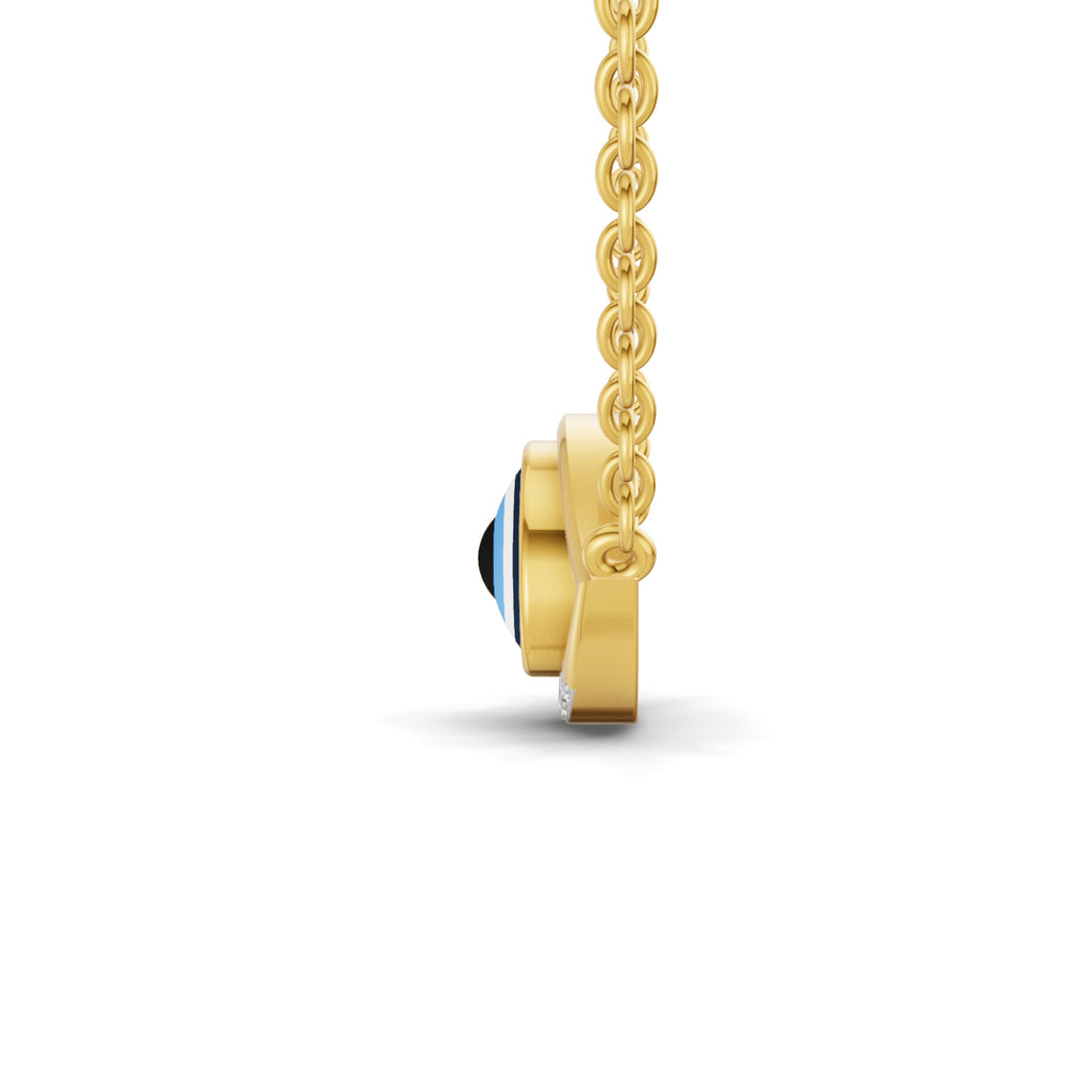 Lab Grown Diamond Necklace 0.12 Carat IGI Certified Round Shape 925 Sterling Silver Yellow Gold Plated Evil Eye Necklace