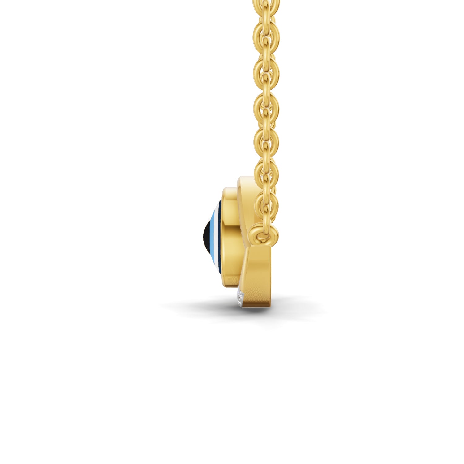 Lab Grown Diamond Necklace 0.12 Carat IGI Certified Round Shape 925 Sterling Silver Yellow Gold Plated Evil Eye Necklace