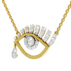 Lab Grown Diamond Necklace 0.95 Carat IGI Certified Round Shape 925 Sterling Silver Gold Plated Evil Eye Pendant Necklace