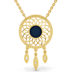 Lab Grown Diamond Necklace 0.93 Carat IGI Certified Round Shape 925 Sterling Silver Yellow Gold Plated Evil Eye Necklace