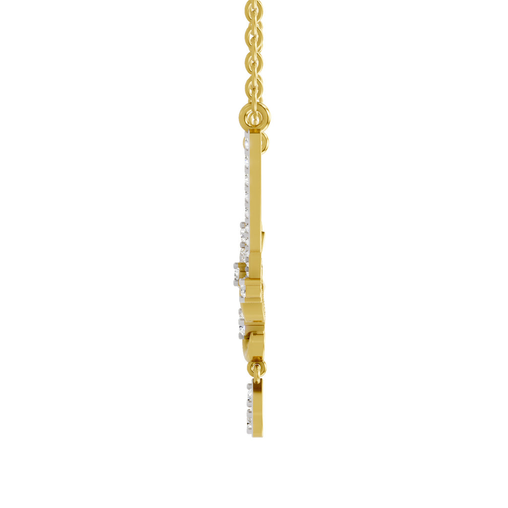 Lab Grown Diamond Necklace 0.85 Carat IGI Certified Round Shape 925 Sterling Silver Yellow Gold Plated Lotus Necklace