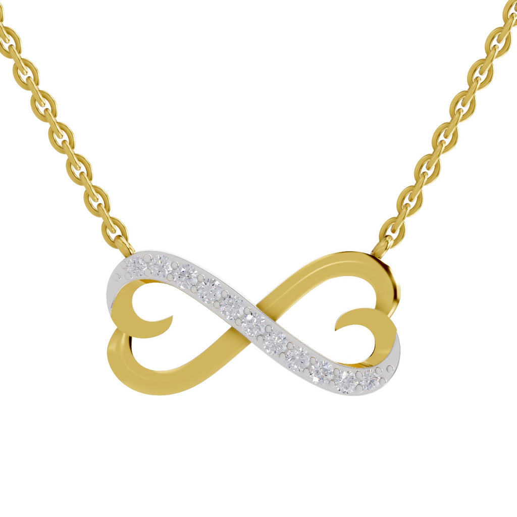 Lab Grown Diamond Necklace 0.25 Carat IGI Certified Round Shape 925 Sterling Silver Gold Plated Infinity Pendant Necklace