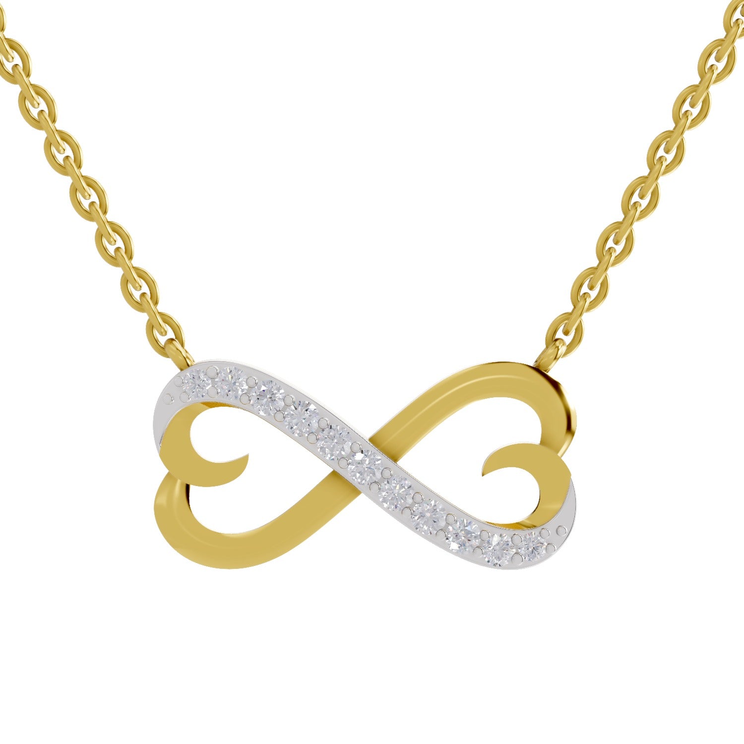 Lab Grown Diamond Necklace 0.25 Carat IGI Certified Round Shape 925 Sterling Silver Gold Plated Infinity Pendant Necklace