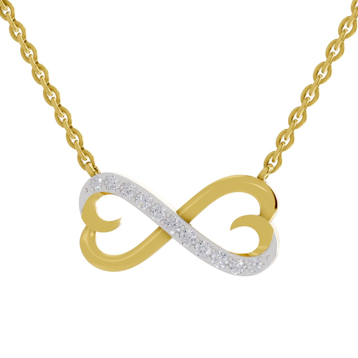Lab Grown Diamond Necklace 0.25 Carat IGI Certified Round Shape 925 Sterling Silver Gold Plated Infinity Pendant Necklace
