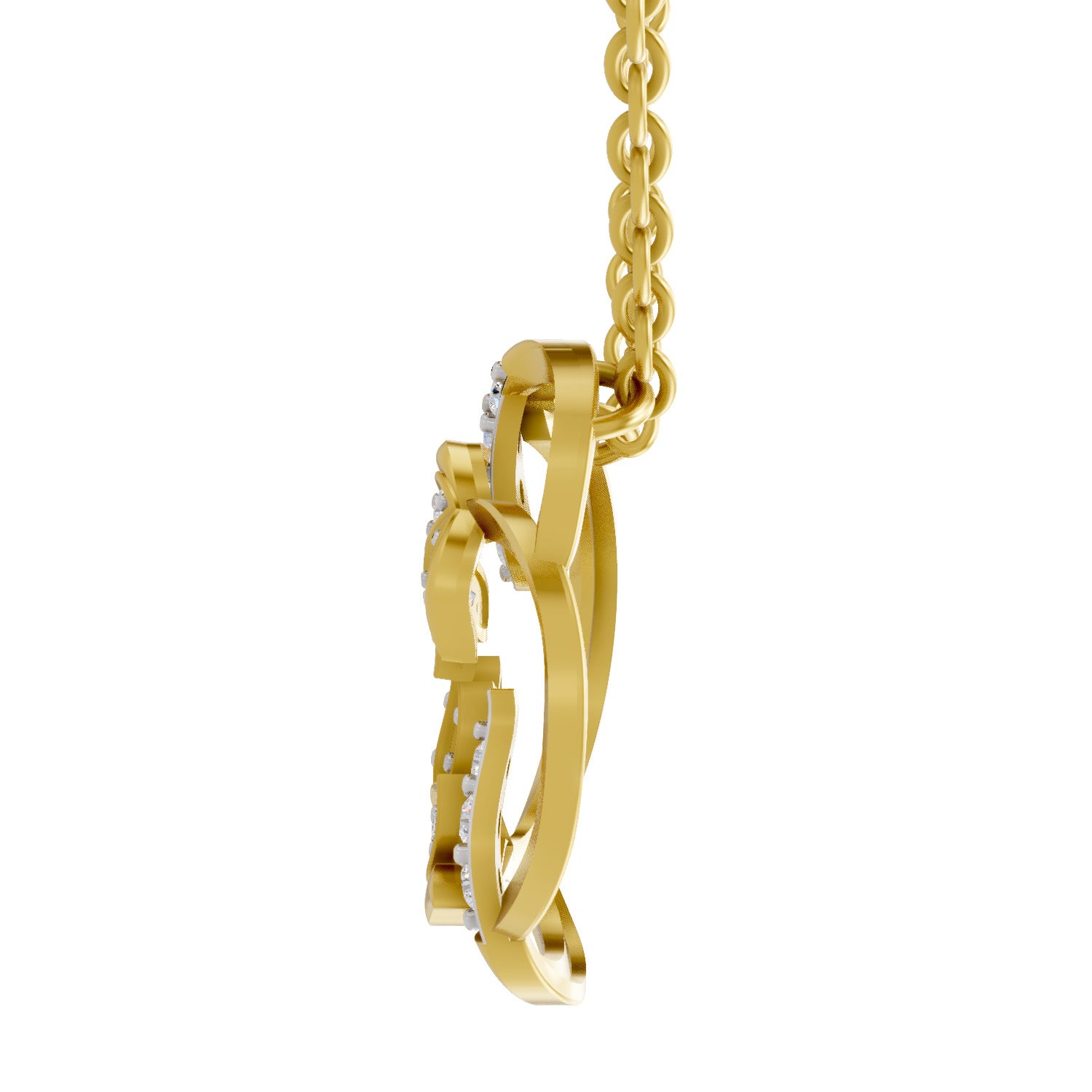 Lab Grown Diamond Necklace 0.23 Carat IGI Certified Round Shape 925 Sterling Silver Yellow Gold Plated Lotus Necklace