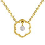 Lab Grown Diamond Necklace 0.11 Carat IGI Certified Round Shape 925 Sterling Silver Yellow Gold Plated Flora Shine Necklace