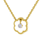 Lab Grown Diamond Necklace 0.11 Carat IGI Certified Round Shape 925 Sterling Silver Yellow Gold Plated Flora Shine Necklace