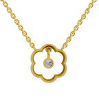 Lab Grown Diamond Necklace 0.11 Carat IGI Certified Round Shape 925 Sterling Silver Yellow Gold Plated Flora Shine Necklace