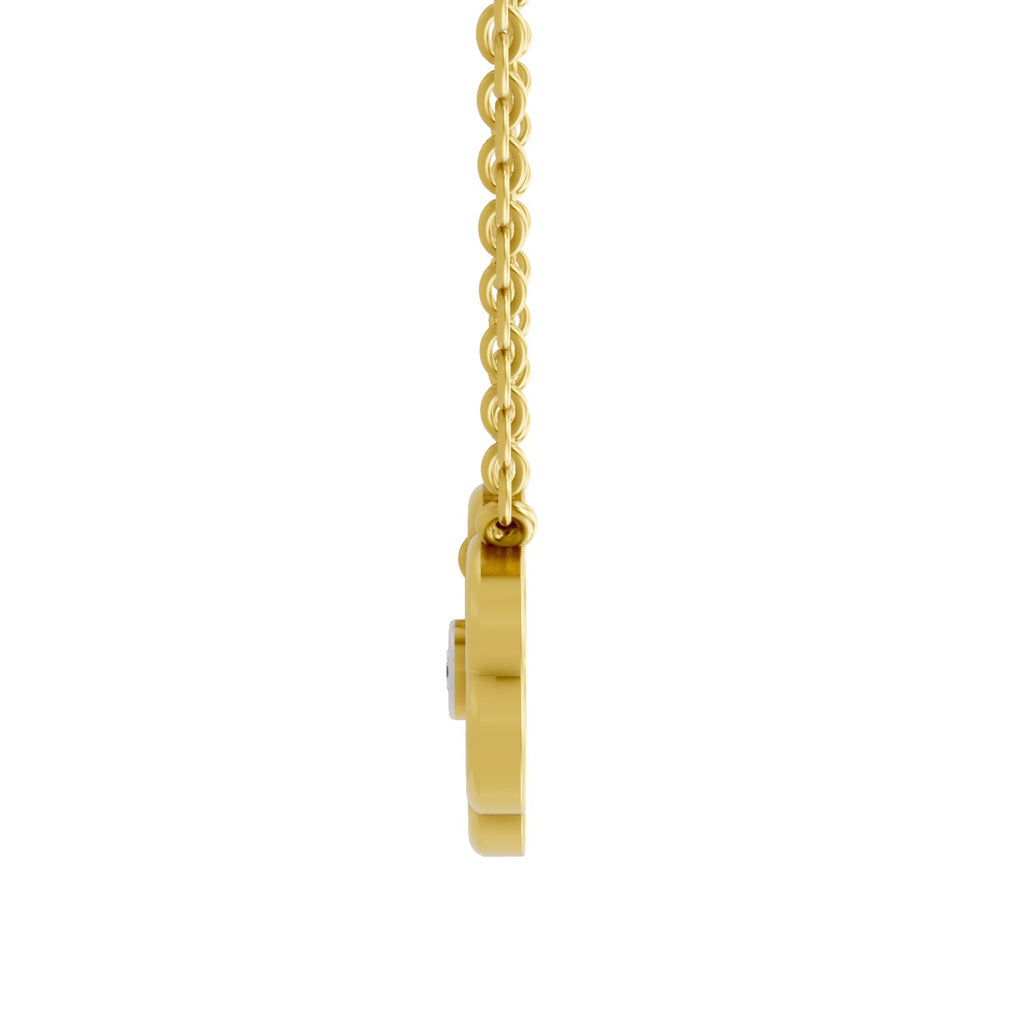 Lab Grown Diamond Necklace 0.11 Carat IGI Certified Round Shape 925 Sterling Silver Yellow Gold Plated Flora Shine Necklace