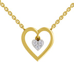 Lab Grown Diamond Necklace 0.09 Carat Round Shape 925 Sterling Silver Gold Plated Heart Shape Pendant Necklace