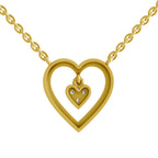 Lab Grown Diamond Necklace 0.09 Carat Round Shape 925 Sterling Silver Gold Plated Heart Shape Pendant Necklace