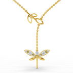 Lab Grown Diamond Necklace 0.14 Carat IGI Certified Round Shape 925 Sterling Silver Gold Plated Butterfly Pendant Necklace