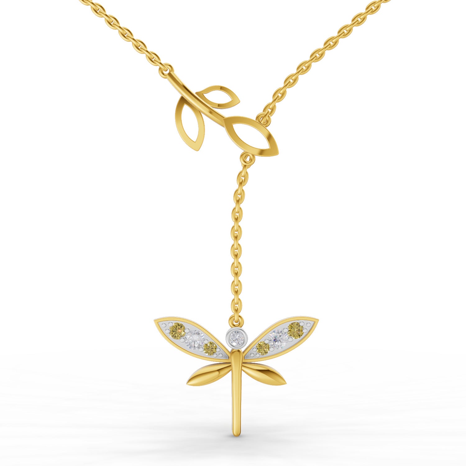 Lab Grown Diamond Necklace 0.14 Carat IGI Certified Round Shape 925 Sterling Silver Gold Plated Butterfly Pendant Necklace