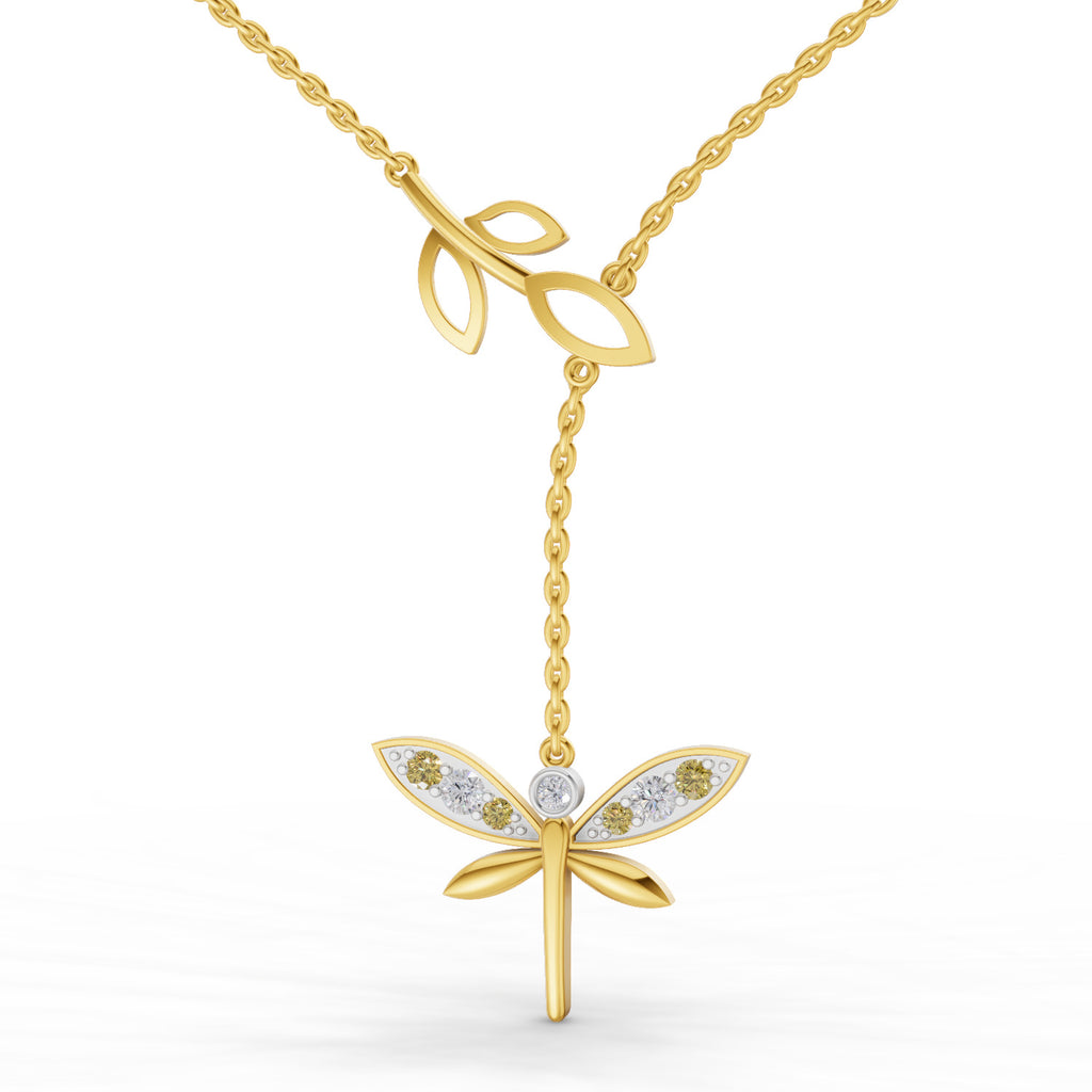 Lab Grown Diamond Necklace 0.14 Carat IGI Certified Round Shape 925 Sterling Silver Gold Plated Butterfly Pendant Necklace