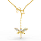 Lab Grown Diamond Necklace 0.14 Carat IGI Certified Round Shape 925 Sterling Silver Gold Plated Butterfly Pendant Necklace