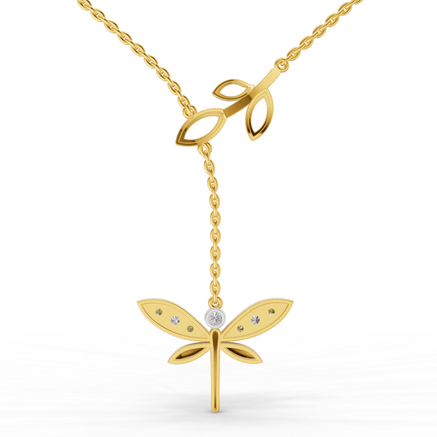 Lab Grown Diamond Necklace 0.14 Carat IGI Certified Round Shape 925 Sterling Silver Gold Plated Butterfly Pendant Necklace
