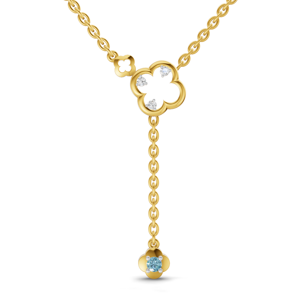 Lab Grown Diamond Necklace 0.11 Carat IGI Certified Round Shape 925 Sterling Silver Yellow Gold Plated Floral Necklace