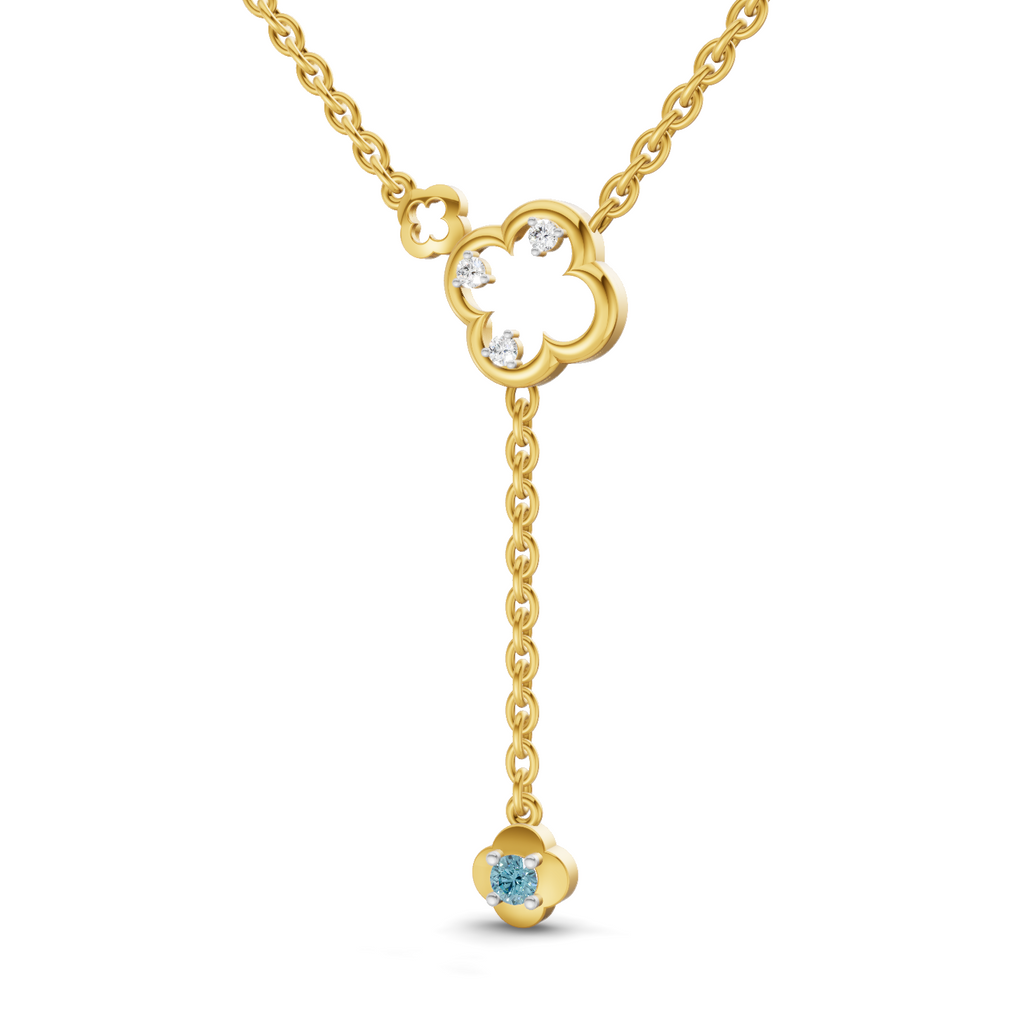 Lab Grown Diamond Necklace 0.11 Carat IGI Certified Round Shape 925 Sterling Silver Yellow Gold Plated Floral Necklace