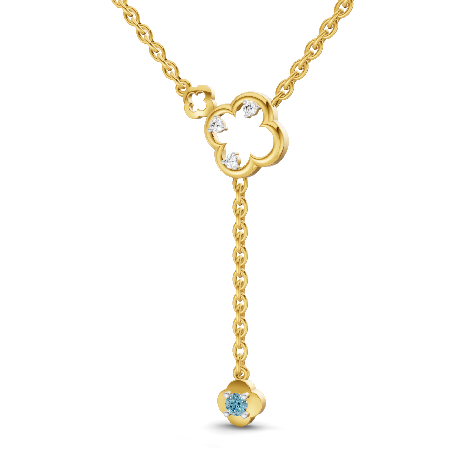 Lab Grown Diamond Necklace 0.11 Carat IGI Certified Round Shape 925 Sterling Silver Yellow Gold Plated Floral Necklace