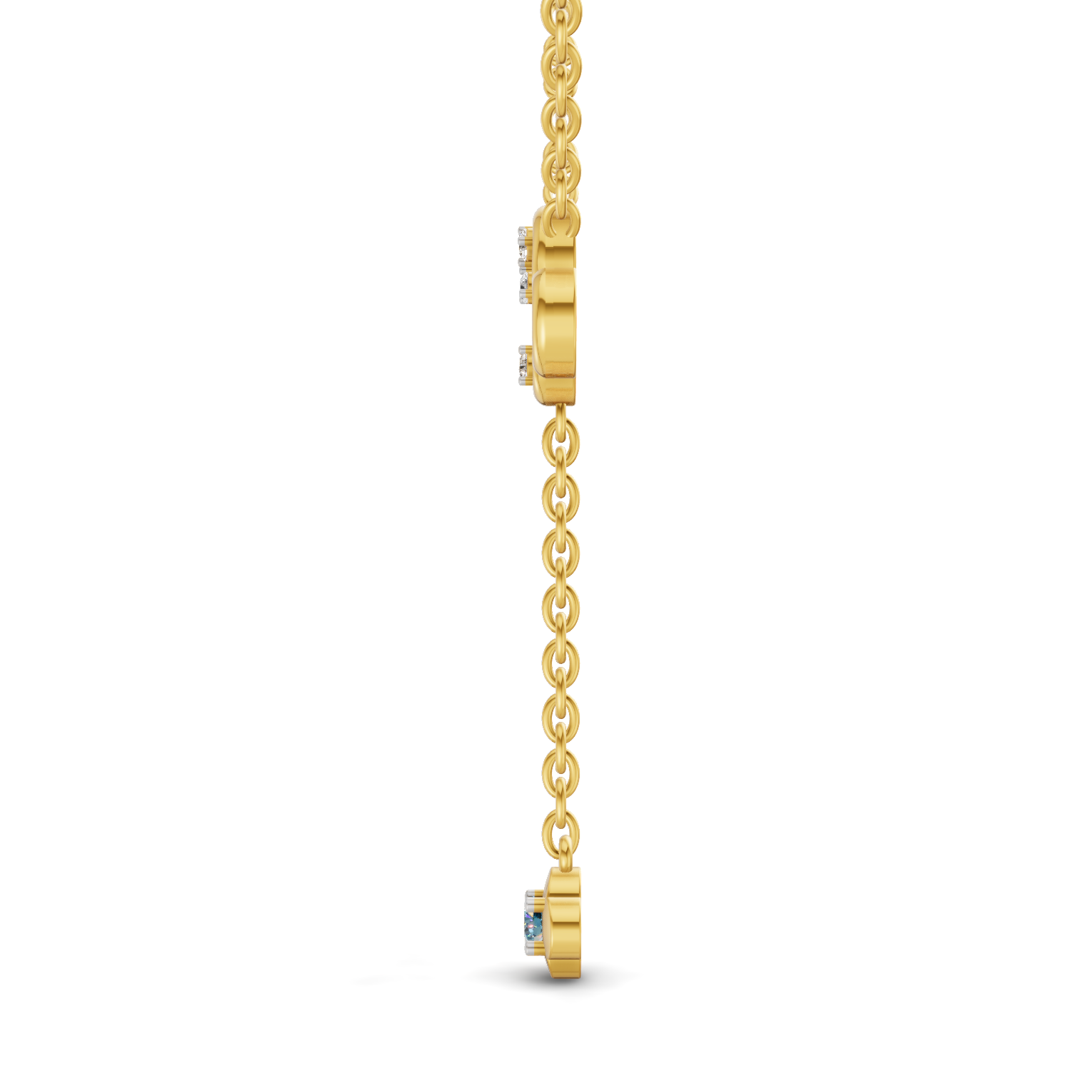 Lab Grown Diamond Necklace 0.11 Carat IGI Certified Round Shape 925 Sterling Silver Yellow Gold Plated Floral Necklace