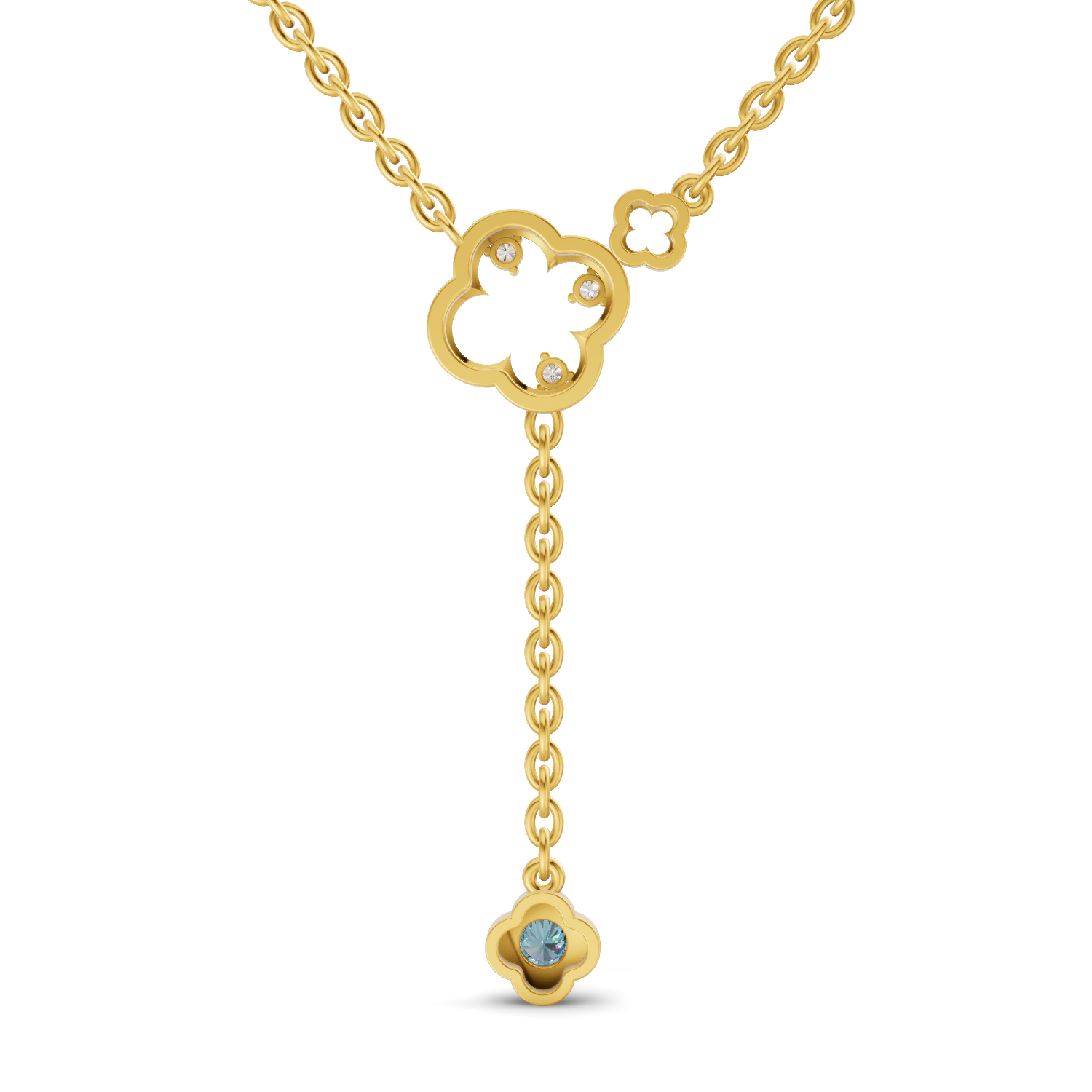 Lab Grown Diamond Necklace 0.11 Carat IGI Certified Round Shape 925 Sterling Silver Yellow Gold Plated Floral Necklace