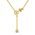 Lab Grown Diamond Necklace 0.07 Carat Round Shape 925 Sterling Silver Yellow Gold Plated Floral Necklace
