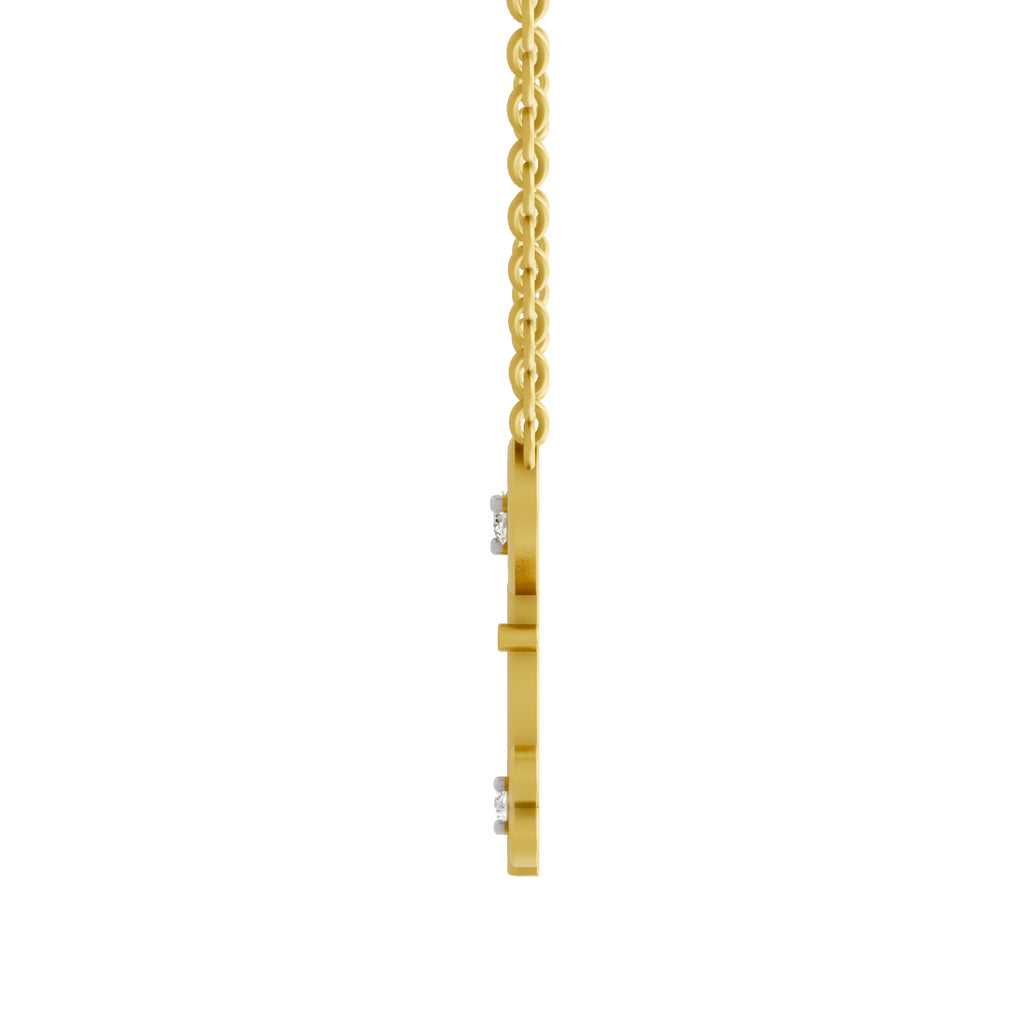 Lab Grown Diamond Necklace 0.08 Carat Round Shape 925 Sterling Silver Yellow Gold Plated Key to Love Necklace
