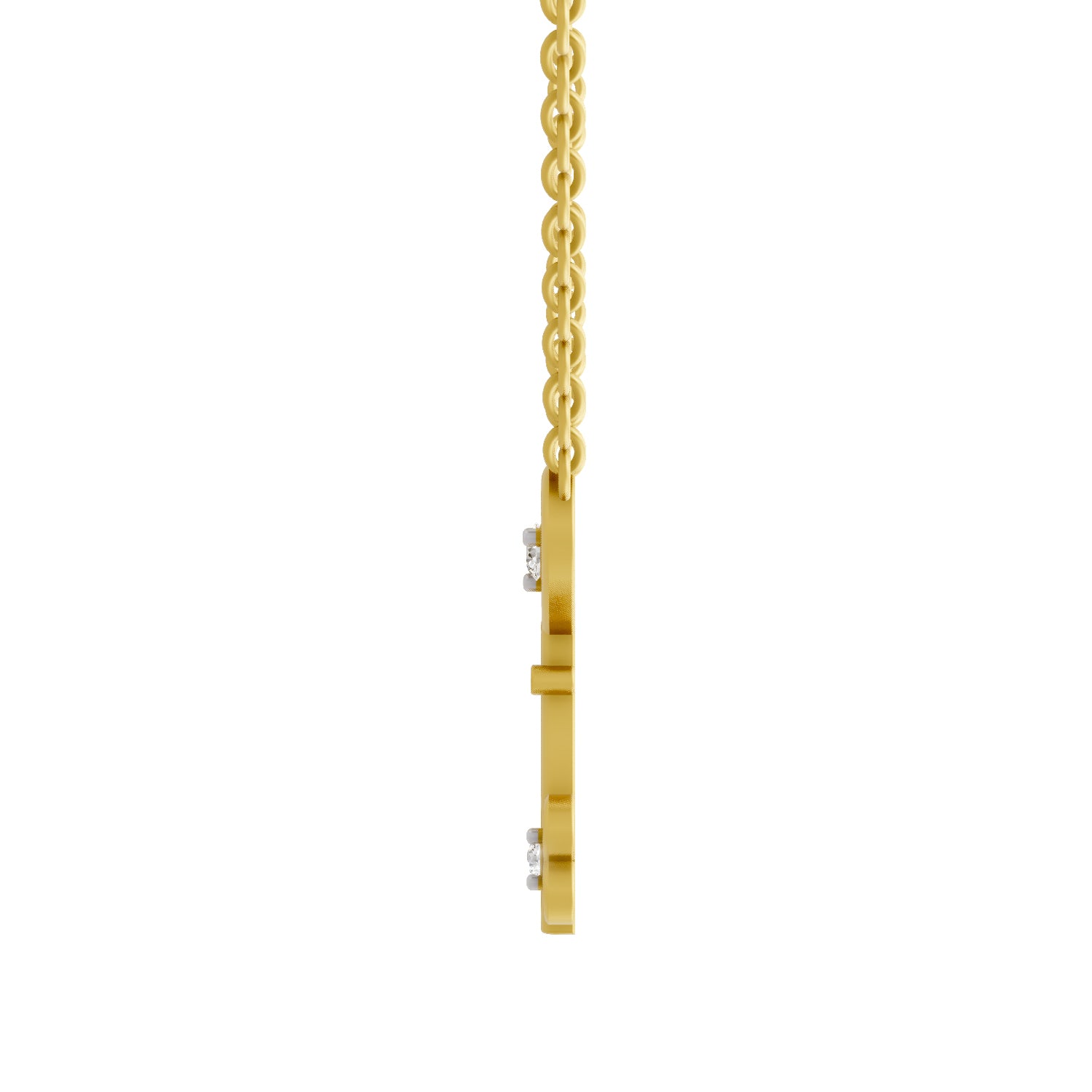 Lab Grown Diamond Necklace 0.08 Carat Round Shape 925 Sterling Silver Yellow Gold Plated Key to Love Necklace
