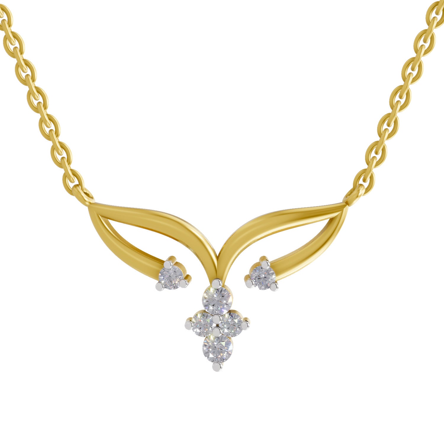 Lab Grown Diamond Necklace 0.28 Carat IGI Certified Round Shape 925 Sterling Silver Gold Plated Cluster Pendant Necklace