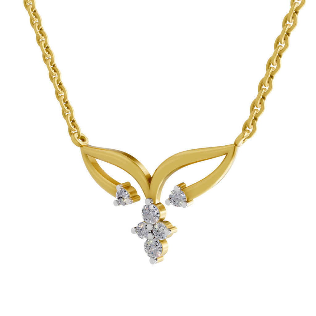 Lab Grown Diamond Necklace 0.28 Carat IGI Certified Round Shape 925 Sterling Silver Gold Plated Cluster Pendant Necklace