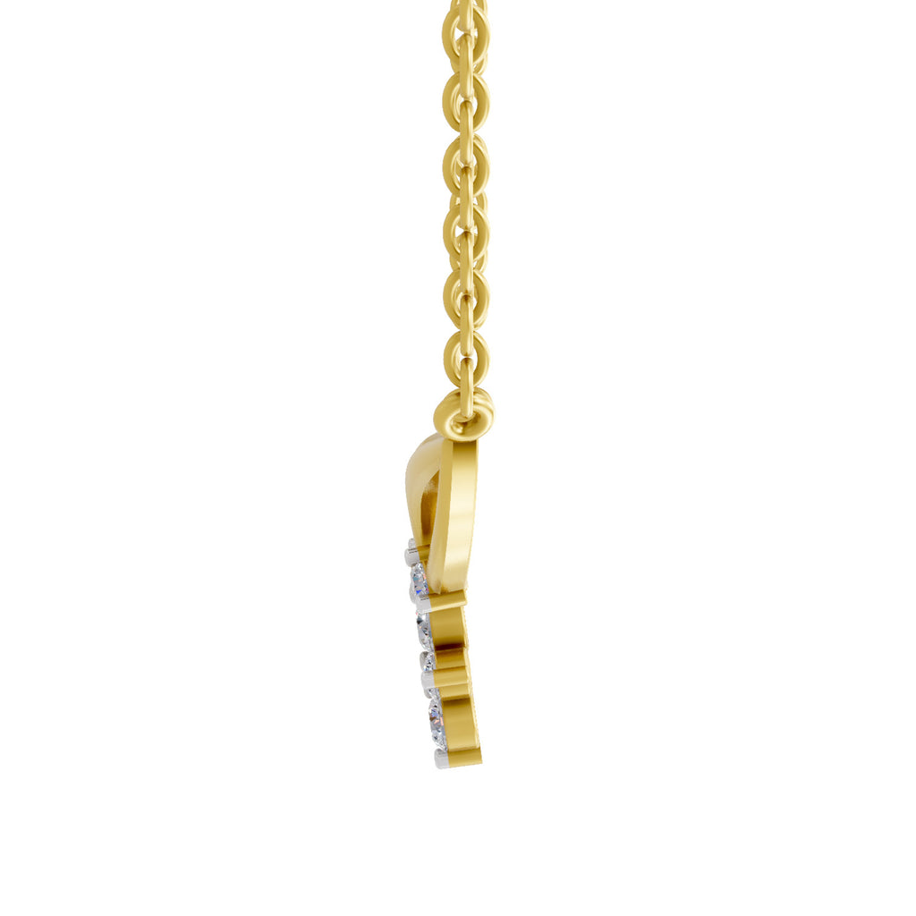 Lab Grown Diamond Necklace 0.28 Carat IGI Certified Round Shape 925 Sterling Silver Gold Plated Cluster Pendant Necklace