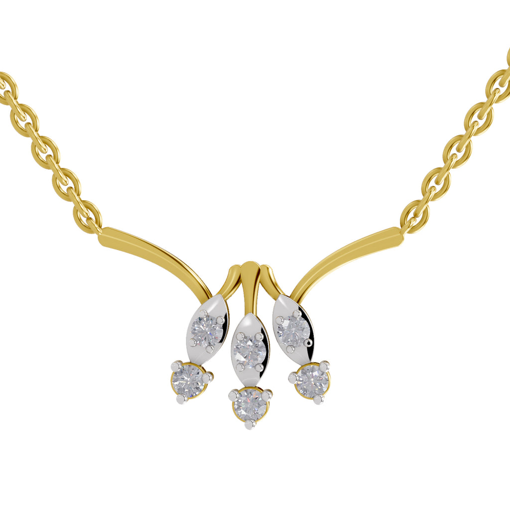 Lab Grown Diamond Necklace 0.26 Carat IGI Certified Round Shape 925 Sterling Silver Gold Plated Floral Pendant Necklace