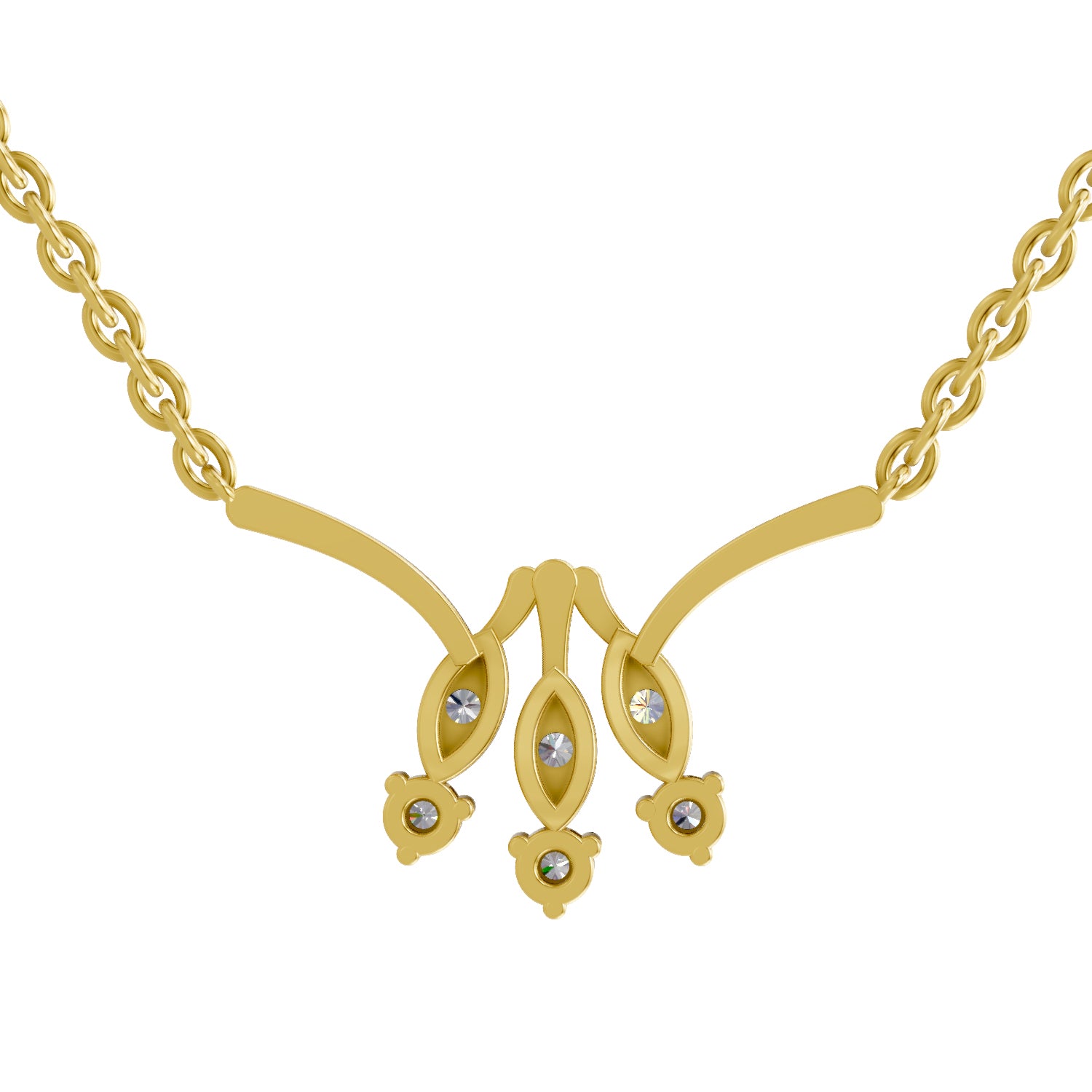 Lab Grown Diamond Necklace 0.26 Carat IGI Certified Round Shape 925 Sterling Silver Gold Plated Floral Pendant Necklace