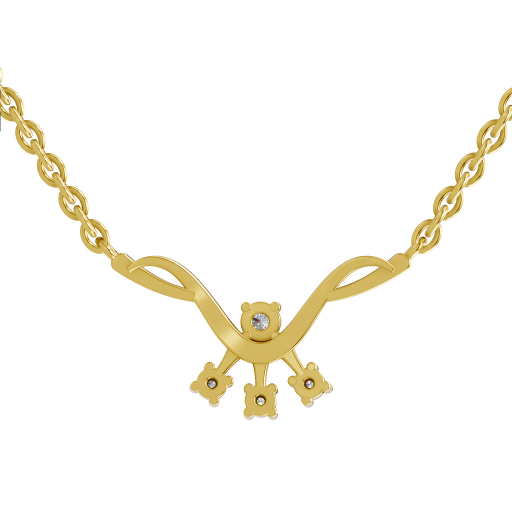 Lab Grown Diamond Necklace 0.13 Carat IGI Certified Round Shape 925 Sterling Silver Gold Plated 4 Stone Pendant Necklace