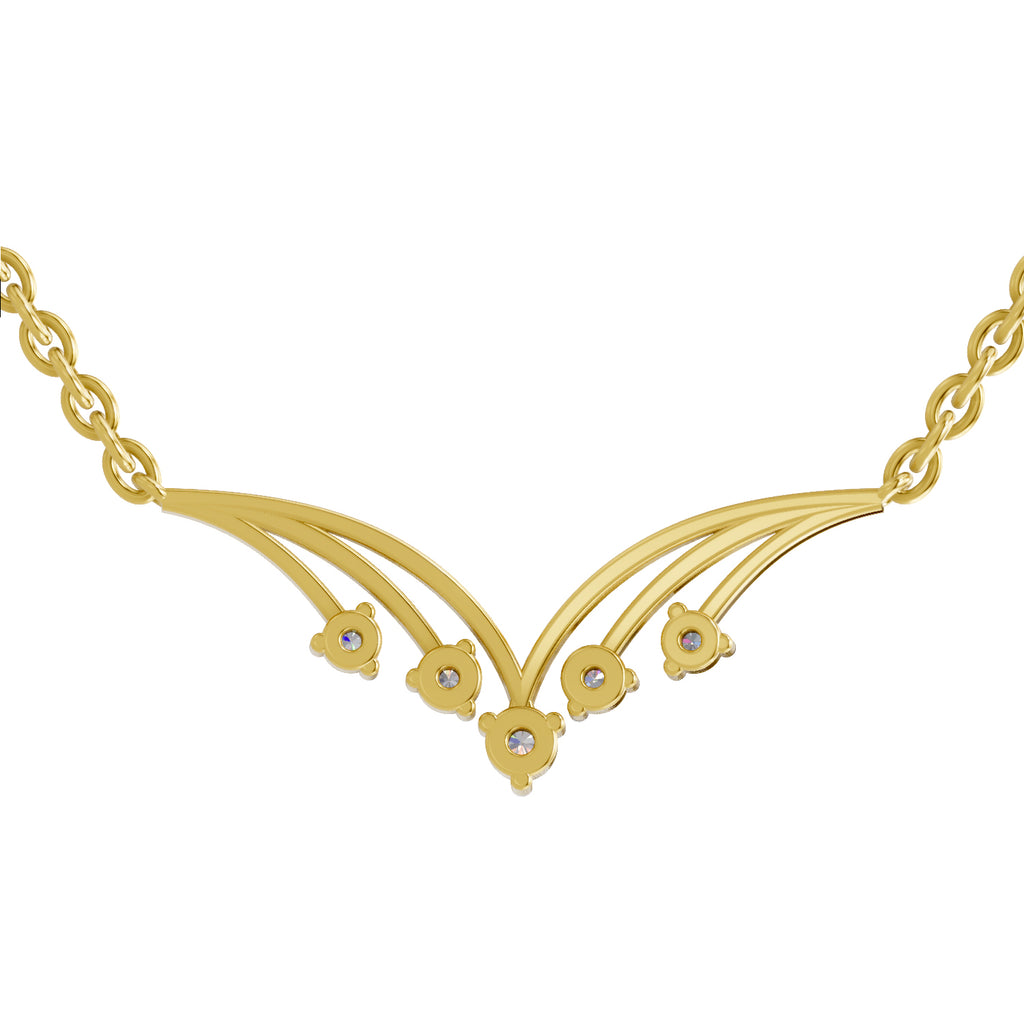 Lab Grown Diamond Necklace 0.16 Carat IGI Certified Round Shape 925 Sterling Silver Gold Plated 5 Stone Pendant Necklace