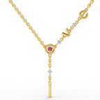 Lab Grown Diamond Necklace 0.08 Carat Round Shape 925 Sterling Silver Yellow Gold Plated Love Necklace