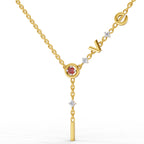 Lab Grown Diamond Necklace 0.08 Carat Round Shape 925 Sterling Silver Yellow Gold Plated Love Necklace