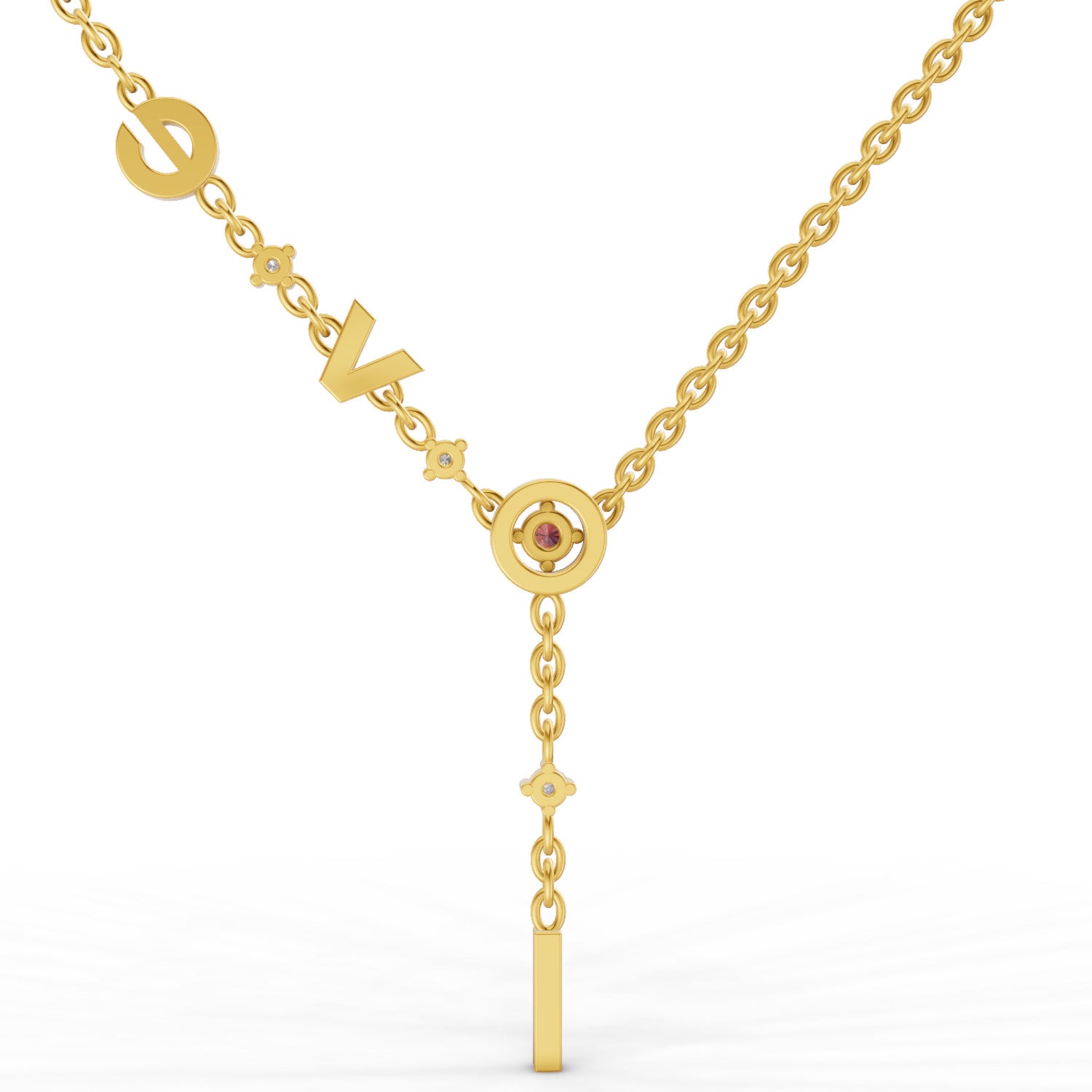 Lab Grown Diamond Necklace 0.08 Carat Round Shape 925 Sterling Silver Yellow Gold Plated Love Necklace