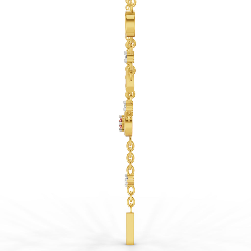 Lab Grown Diamond Necklace 0.08 Carat Round Shape 925 Sterling Silver Yellow Gold Plated Love Necklace