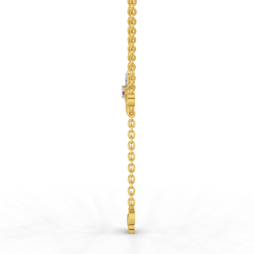 Lab Grown Diamond Necklace 0.08 Carat Round Shape 925 Sterling Silver Yellow Gold Plated Butterfly Necklace