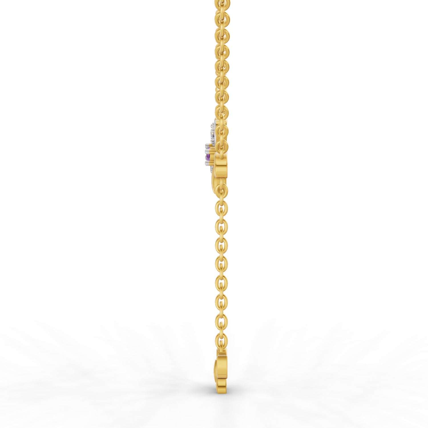 Lab Grown Diamond Necklace 0.08 Carat Round Shape 925 Sterling Silver Yellow Gold Plated Butterfly Necklace