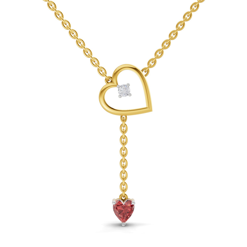 Lab Grown Diamond Necklace 0.07 Carat Round Shape 925 Sterling Silver Yellow Gold Plated Heart Necklace
