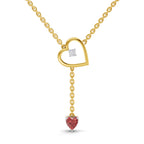 Lab Grown Diamond Necklace 0.07 Carat Round Shape 925 Sterling Silver Yellow Gold Plated Heart Necklace