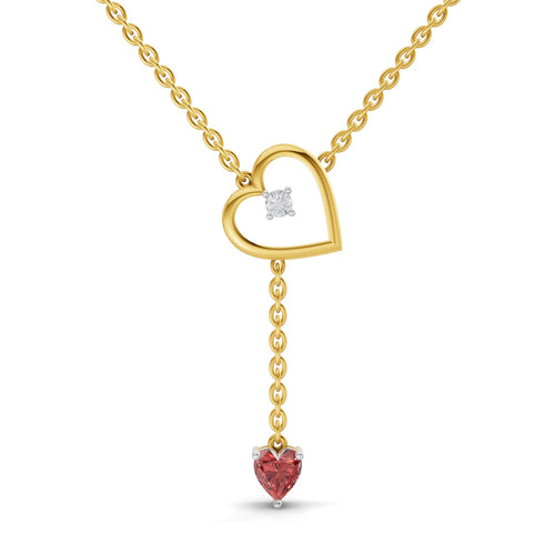 Lab Grown Diamond Necklace 0.07 Carat Round Shape 925 Sterling Silver Yellow Gold Plated Heart Necklace