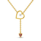 Lab Grown Diamond Necklace 0.07 Carat Round Shape 925 Sterling Silver Yellow Gold Plated Heart Necklace